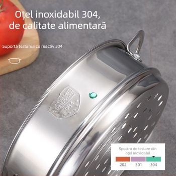 Grilă de aburi din oțel inoxidabil 304, margine plată, 16–22 cm, set de 2 bucăți