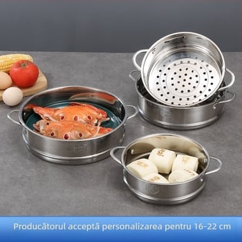 Grilă de aburi din oțel inoxidabil 304, margine plată, 16–22 cm, set de 2 bucăți