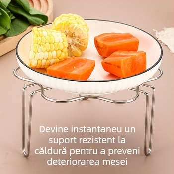 Suport de abur din oțel inoxidabil în formă de floare pentru bucătăria de acasă, tavă de abur multifuncțională și raft interior pentru ouă și fierbător de orez