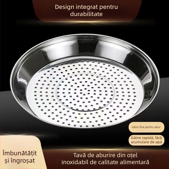 Wok din oțel inoxidabil: placă de abur îngroșată și adâncită, suport pentru aburi casnic