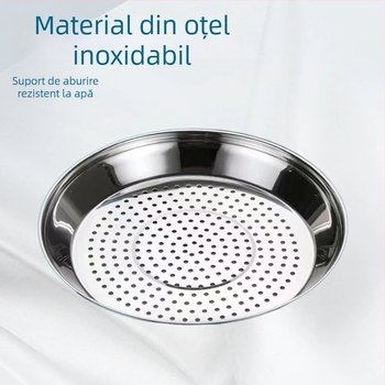 Wok din oțel inoxidabil: placă de abur îngroșată și adâncită, suport pentru aburi casnic