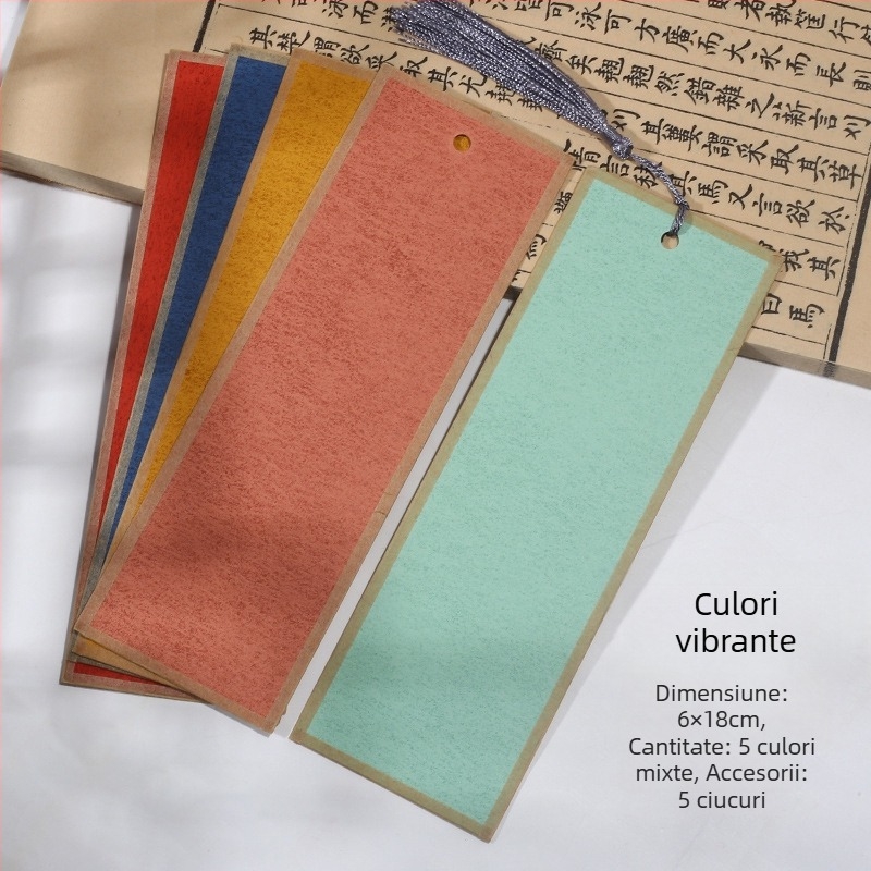 Semne de carte handmade, cu două fețe, din hârtie de orez groasă, pentru caligrafie cu pensula, în stil de scriere regulată mică