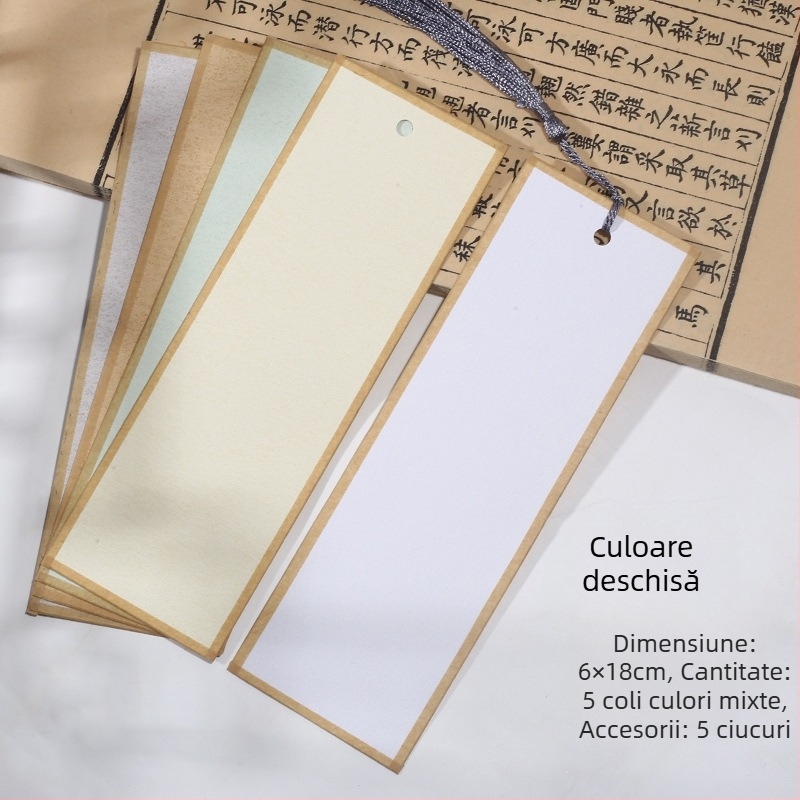 Semne de carte handmade, cu două fețe, din hârtie de orez groasă, pentru caligrafie cu pensula, în stil de scriere regulată mică