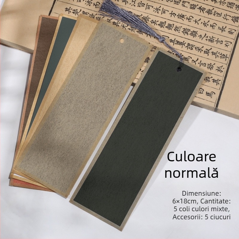 Semne de carte handmade, cu două fețe, din hârtie de orez groasă, pentru caligrafie cu pensula, în stil de scriere regulată mică