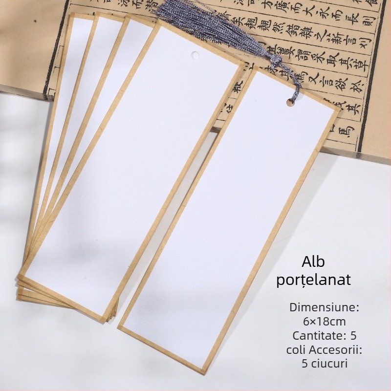 Semne de carte handmade, cu două fețe, din hârtie de orez groasă, pentru caligrafie cu pensula, în stil de scriere regulată mică
