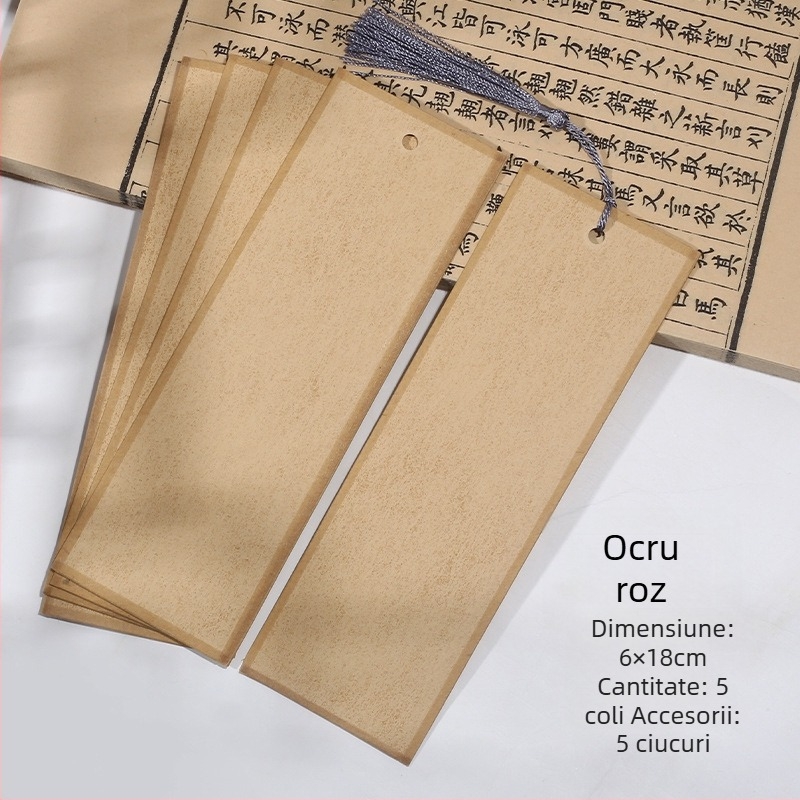 Semne de carte handmade, cu două fețe, din hârtie de orez groasă, pentru caligrafie cu pensula, în stil de scriere regulată mică
