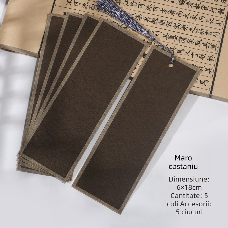 Semne de carte handmade, cu două fețe, din hârtie de orez groasă, pentru caligrafie cu pensula, în stil de scriere regulată mică