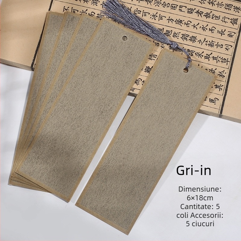 Semne de carte handmade, cu două fețe, din hârtie de orez groasă, pentru caligrafie cu pensula, în stil de scriere regulată mică