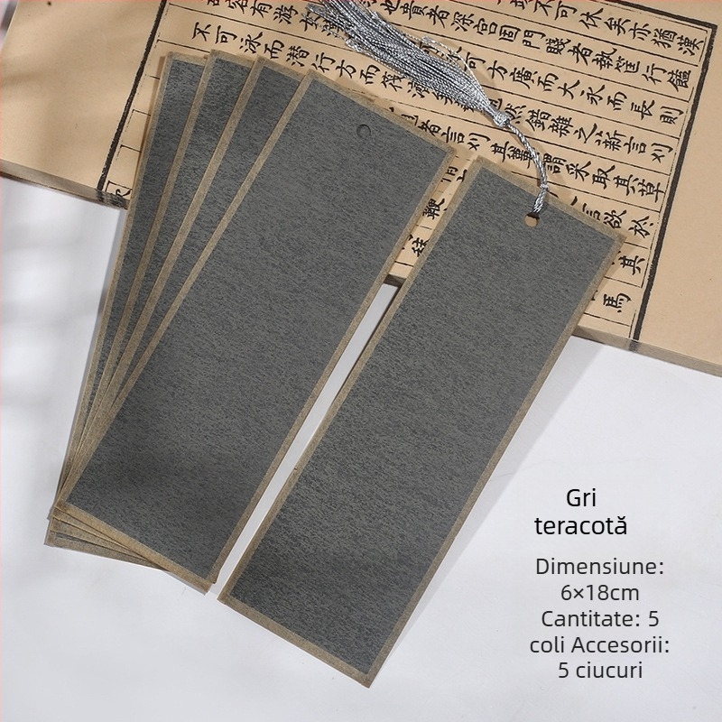 Semne de carte handmade, cu două fețe, din hârtie de orez groasă, pentru caligrafie cu pensula, în stil de scriere regulată mică