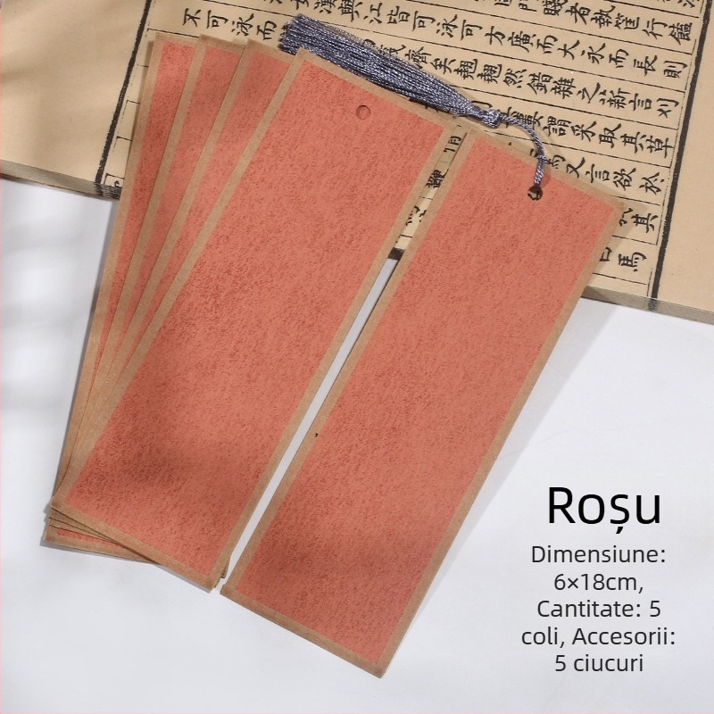 Semne de carte handmade, cu două fețe, din hârtie de orez groasă, pentru caligrafie cu pensula, în stil de scriere regulată mică