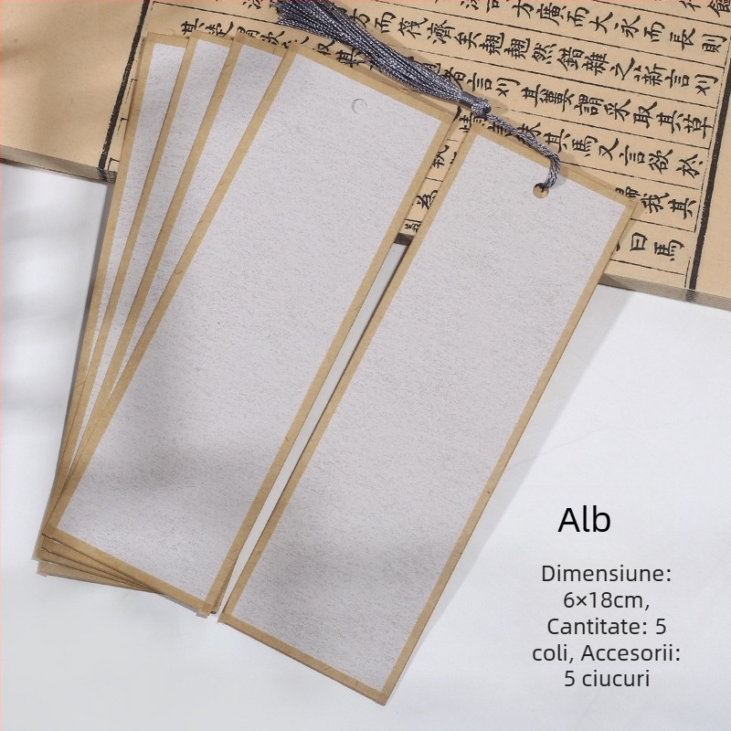 Semne de carte handmade, cu două fețe, din hârtie de orez groasă, pentru caligrafie cu pensula, în stil de scriere regulată mică