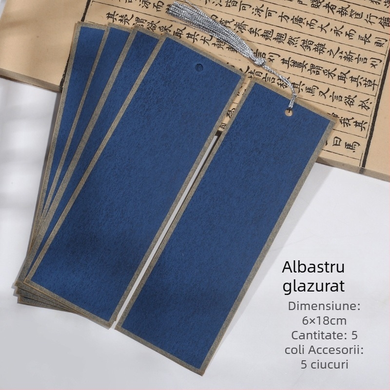 Semne de carte handmade, cu două fețe, din hârtie de orez groasă, pentru caligrafie cu pensula, în stil de scriere regulată mică