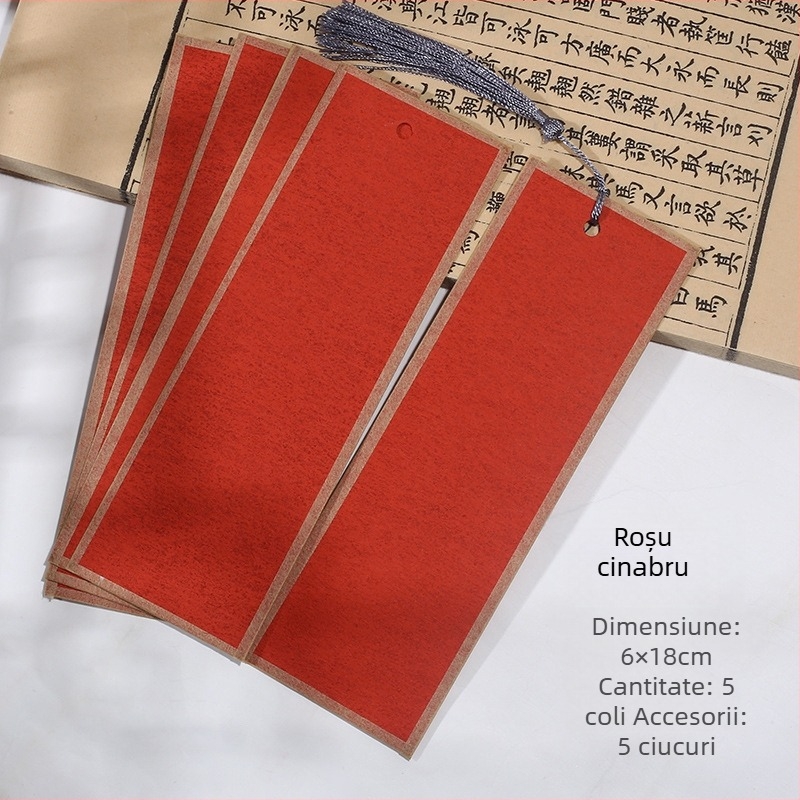 Semne de carte handmade, cu două fețe, din hârtie de orez groasă, pentru caligrafie cu pensula, în stil de scriere regulată mică
