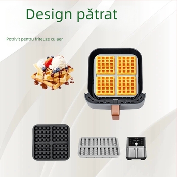 Set de matrițe pentru vafe pentru air fryer, tavă de copt și forme pătrate pentru prăjituri, în dimensiuni mari și mici.