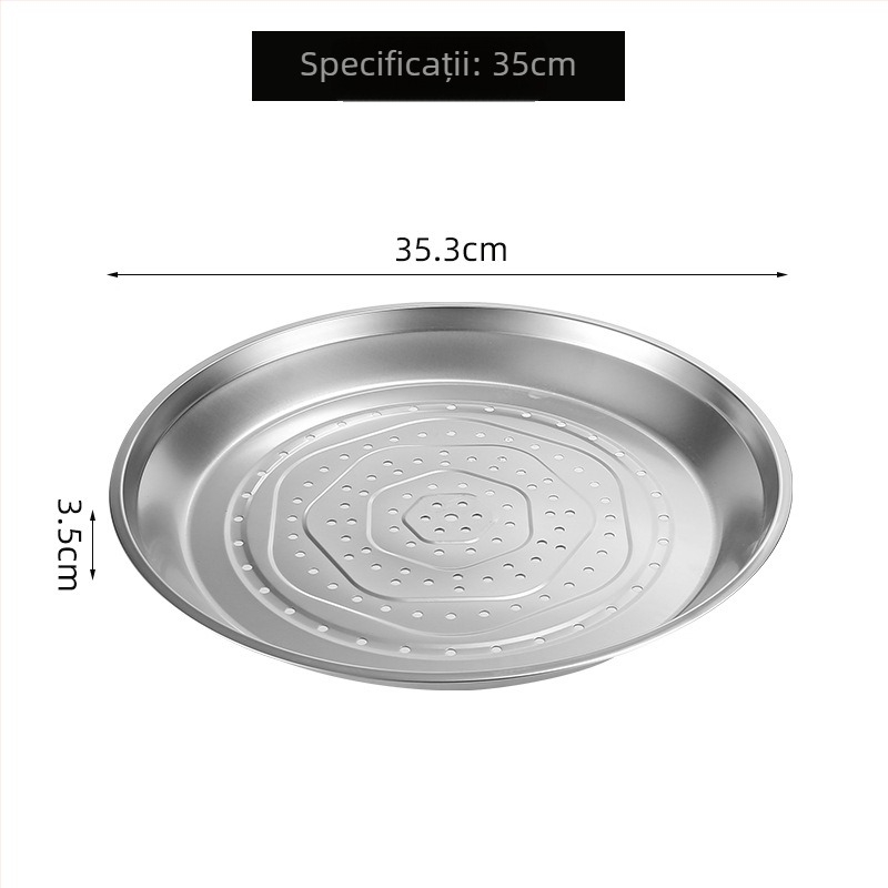 Tavă de aburi din oțel inoxidabil îngroșat, coș de aburi circular de 26 cm pentru wok sau tigaie, din oțel inoxidabil 201