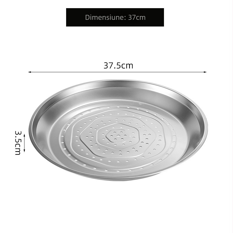 Tavă de aburi din oțel inoxidabil îngroșat, coș de aburi circular de 26 cm pentru wok sau tigaie, din oțel inoxidabil 201