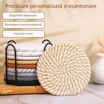 Suport rotund din sfoară de bumbac – izolație termică țesută, suport antiderapant pentru căni