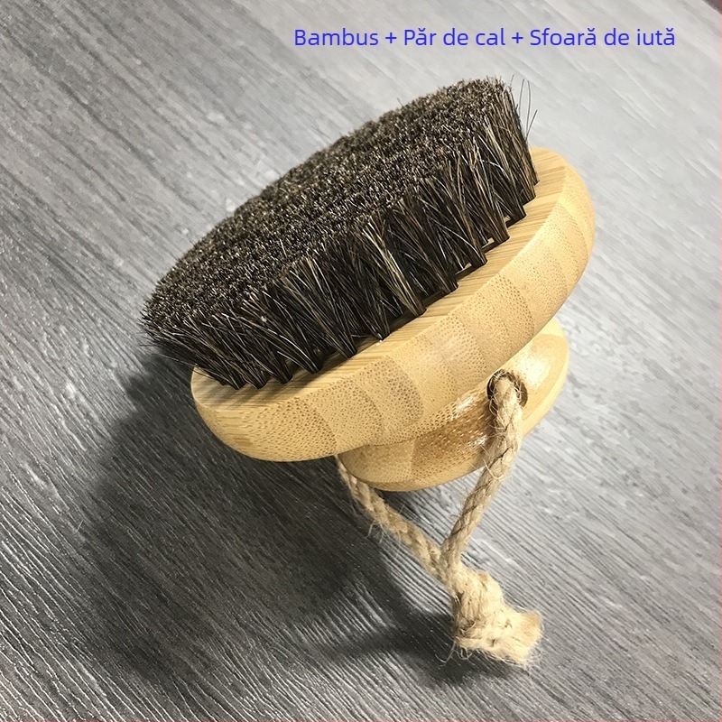 Perie de corp din fibre de sisal, perie de baie uscată pentru masaj și exfoliere