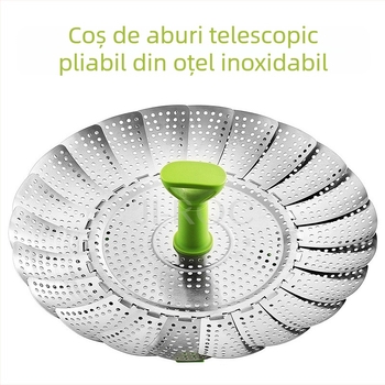 Coș de aburi telescopic din oțel inoxidabil, pliere, cu design lotus, 9–11 inch, coș de drenaj