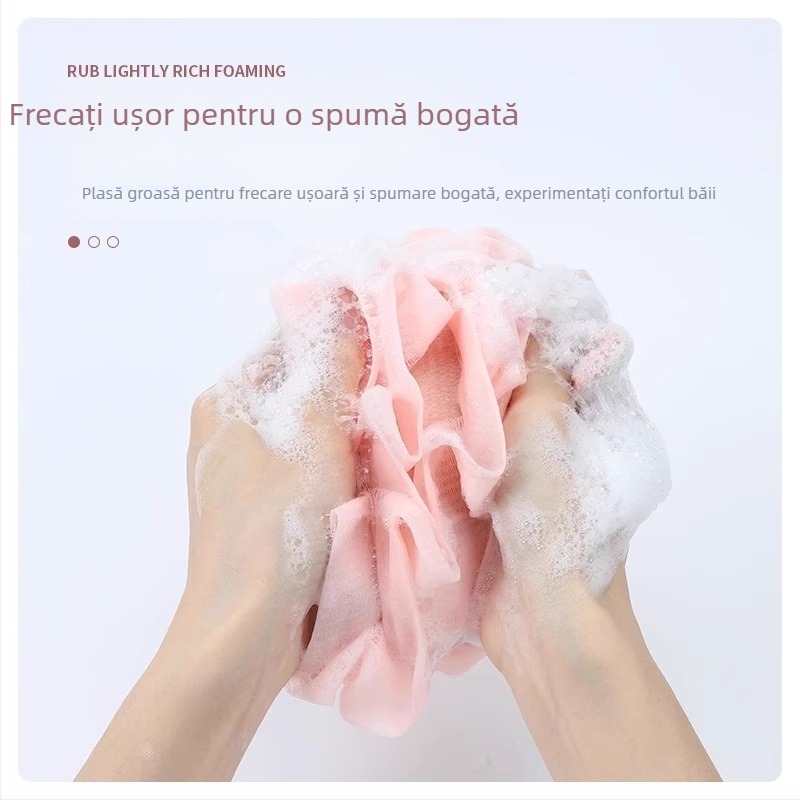 Prosop de baie cu două fețe pentru uz casnic, două în unu: prosop de baie și cârpă exfoliantă, destinat curățării și frecării zonei dorsale