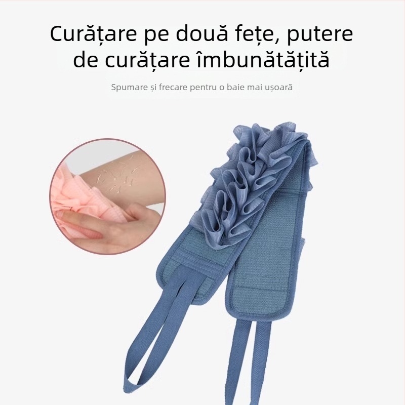Prosop de baie cu două fețe pentru uz casnic, două în unu: prosop de baie și cârpă exfoliantă, destinat curățării și frecării zonei dorsale