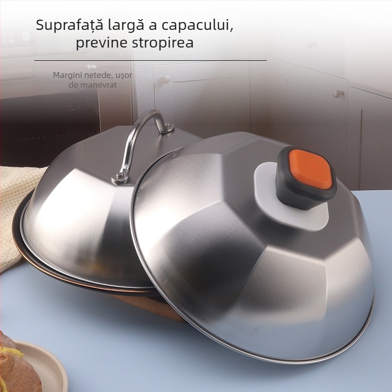 Set din oțel inoxidabil 304: capac de oală și plăcuță teppanyaki pentru grătar, 30 cm