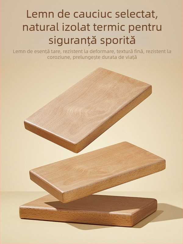 Placă din lemn masiv, izolație termică pentru bucătărie, protecție împotriva arsurilor și temperaturilor înalte, covoraș pentru boluri și oale, ornament decorativ cu lotus pentru uz casnic