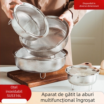 Raft de aburi din oțel inoxidabil 316L pentru oală de gătit orez, tavă de abur multifuncțională cu coș de scurgere