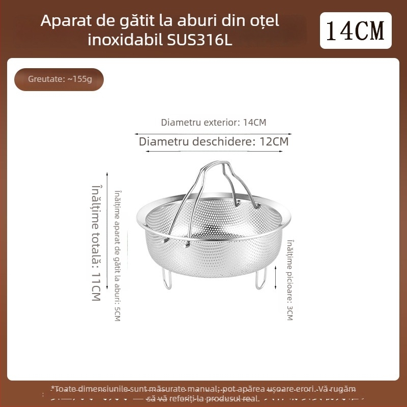 Raft de aburi din oțel inoxidabil 316L pentru oală de gătit orez, tavă de abur multifuncțională cu coș de scurgere