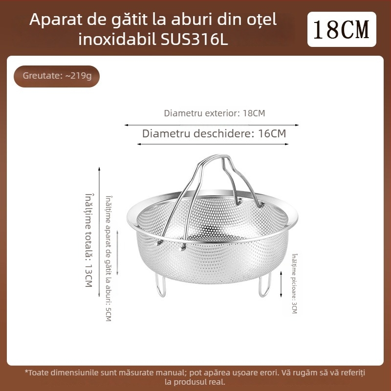Raft de aburi din oțel inoxidabil 316L pentru oală de gătit orez, tavă de abur multifuncțională cu coș de scurgere