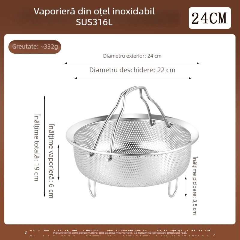 Raft de aburi din oțel inoxidabil 316L pentru oală de gătit orez, tavă de abur multifuncțională cu coș de scurgere