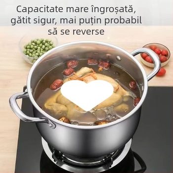 Oală de supă din oțel inoxidabil 316, grosime extra, pentru uz casnic — pentru fiert, gătit la terci, hot pot și gătit la abur; compatibilă cu aragaz cu gaz și plită cu inducție