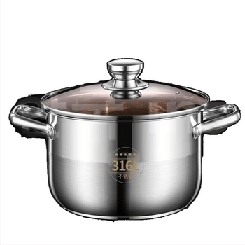 Oală de supă din oțel inoxidabil 316, grosime extra, pentru uz casnic — pentru fiert, gătit la terci, hot pot și gătit la abur; compatibilă cu aragaz cu gaz și plită cu inducție