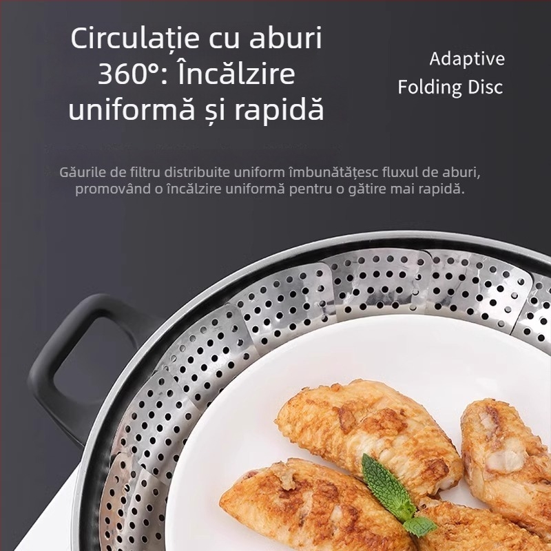 Suport universal de aburi din oțel inoxidabil 304, tavă pliabilă pentru aburi, cu structură mai groasă pentru uz casnic