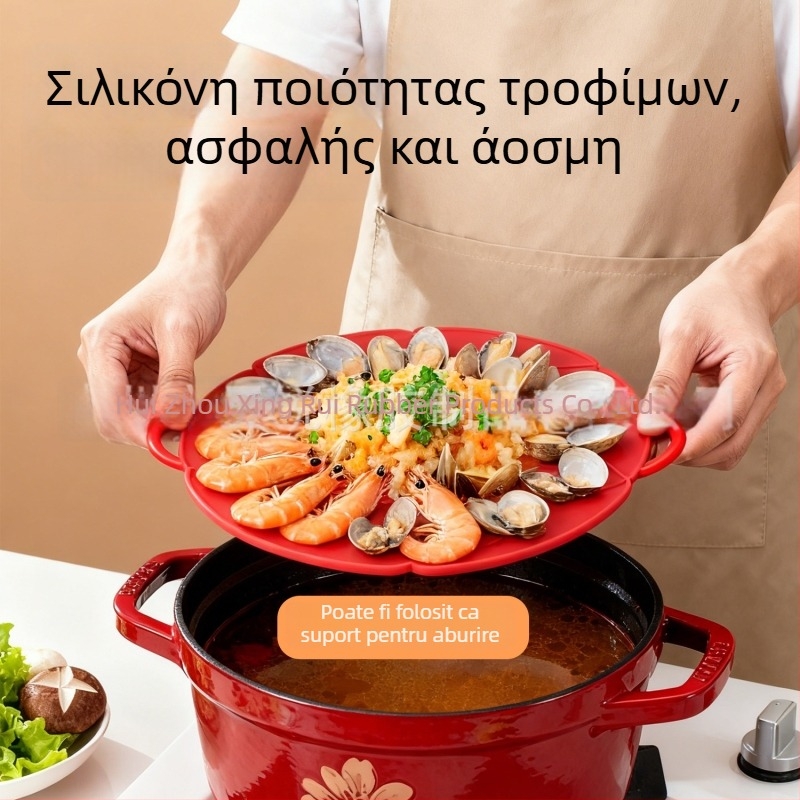 Capac de oală din silicon, 28 cm, rezistent la temperaturi înalte, anti-stropire, anti-vărsare, anti-praf