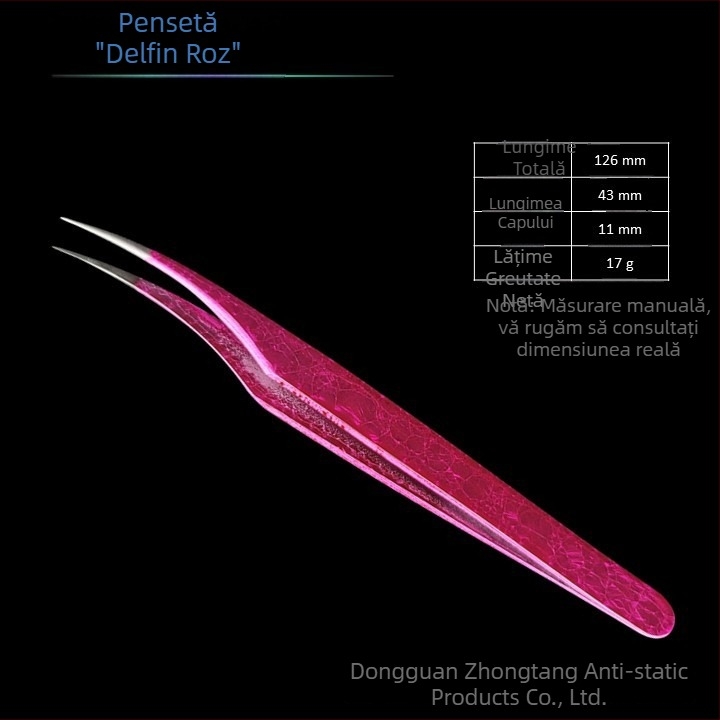 Instrument pentru aplicarea extensiilor de gene cu design floare de gheață și textură crăpată, din oțel inoxidabil, precizie înaltă