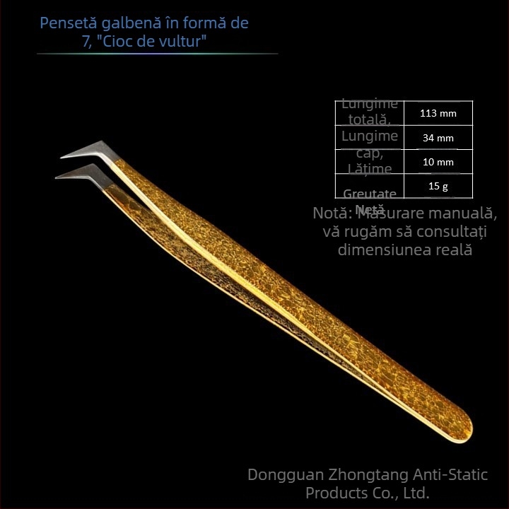 Instrument pentru aplicarea extensiilor de gene cu design floare de gheață și textură crăpată, din oțel inoxidabil, precizie înaltă
