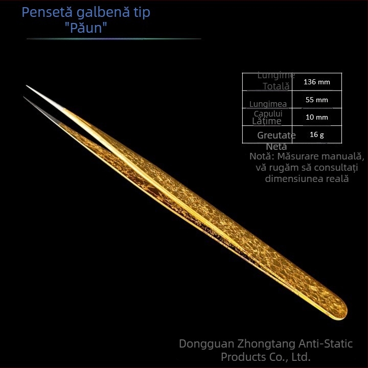 Instrument pentru aplicarea extensiilor de gene cu design floare de gheață și textură crăpată, din oțel inoxidabil, precizie înaltă