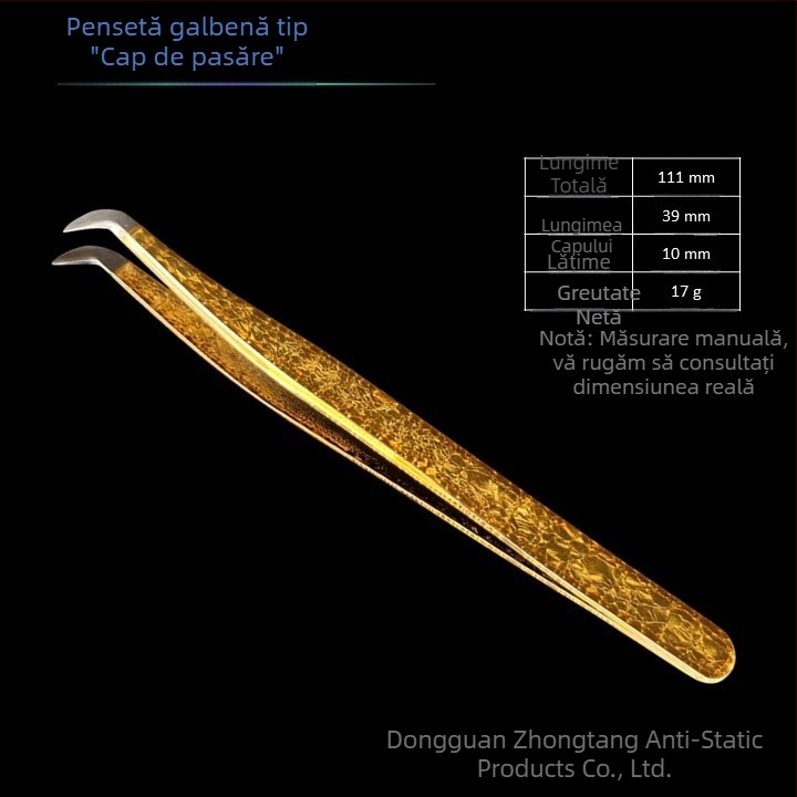Instrument pentru aplicarea extensiilor de gene cu design floare de gheață și textură crăpată, din oțel inoxidabil, precizie înaltă