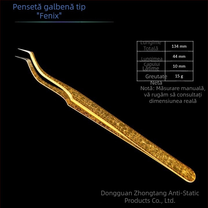Instrument pentru aplicarea extensiilor de gene cu design floare de gheață și textură crăpată, din oțel inoxidabil, precizie înaltă