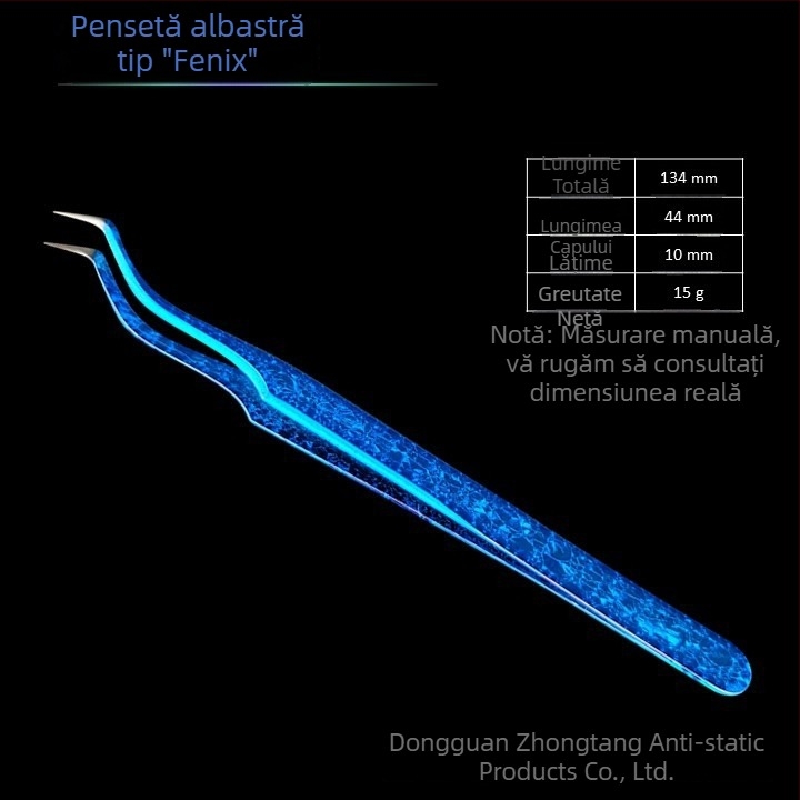 Instrument pentru aplicarea extensiilor de gene cu design floare de gheață și textură crăpată, din oțel inoxidabil, precizie înaltă