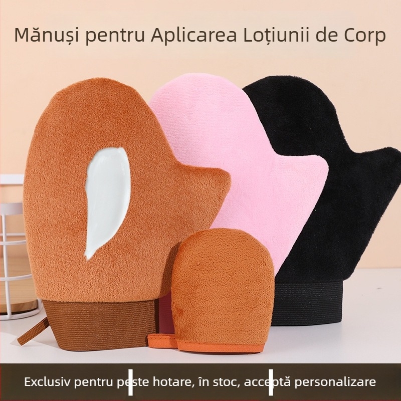 Mănuși pentru aplicarea loțiunii de corp – instrument de aplicare a cremelor și loțiunilor, cu textură flocată