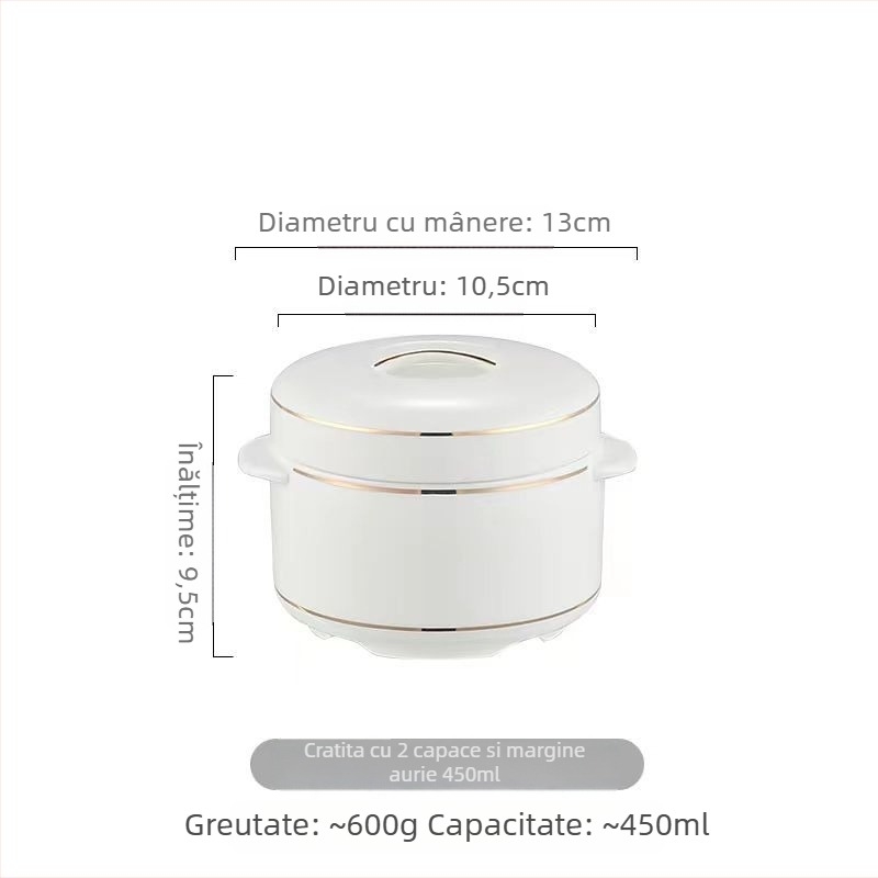 Oală ceramică pentru baie de abur cu capac dublu și recipient interior, pentru aburirea ouălor și cuib de pasăre.