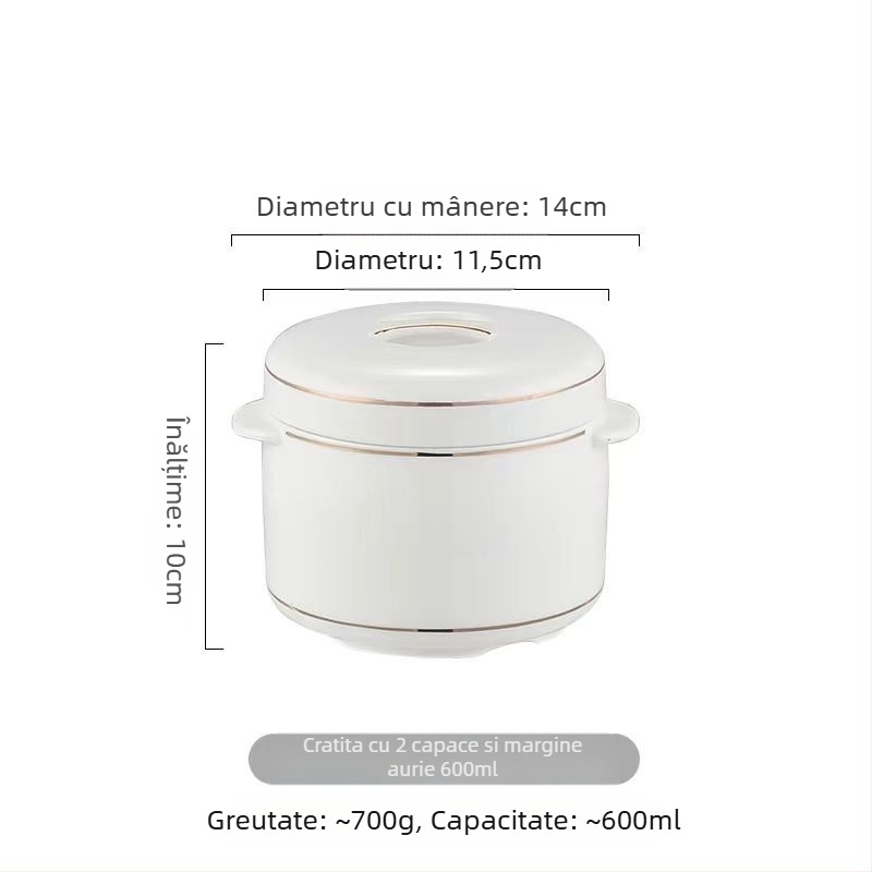 Oală ceramică pentru baie de abur cu capac dublu și recipient interior, pentru aburirea ouălor și cuib de pasăre.