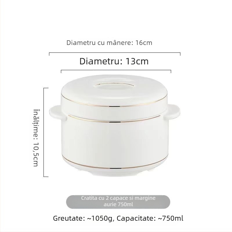 Oală ceramică pentru baie de abur cu capac dublu și recipient interior, pentru aburirea ouălor și cuib de pasăre.