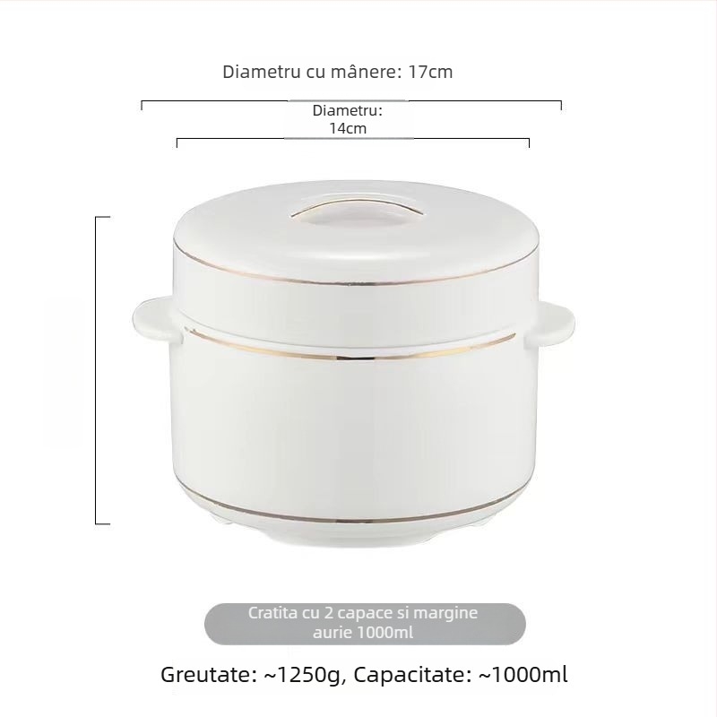 Oală ceramică pentru baie de abur cu capac dublu și recipient interior, pentru aburirea ouălor și cuib de pasăre.
