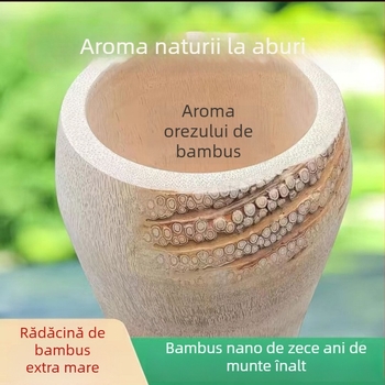 Vas de aburi din bambus cu rădăcină – mare cilindru din bambus pentru orez
