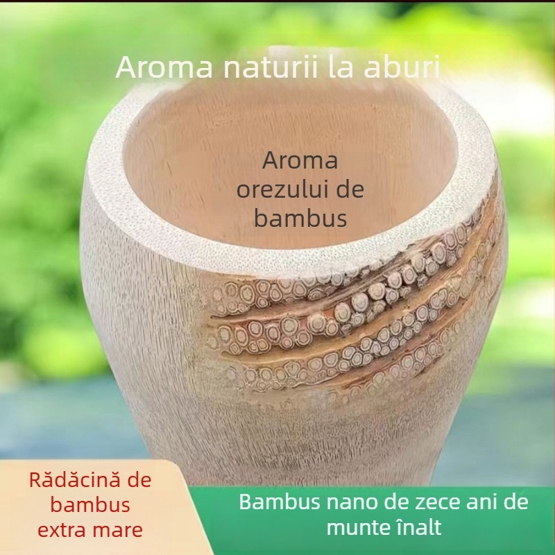 Vas de aburi din bambus cu rădăcină – mare cilindru din bambus pentru orez