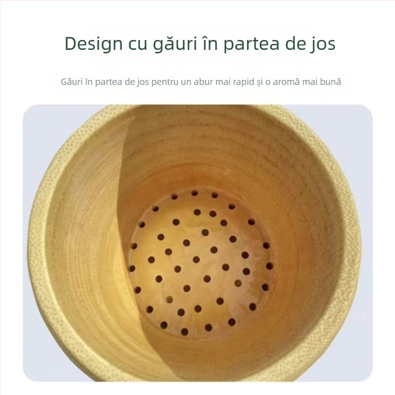 Vas de aburi din bambus cu rădăcină – mare cilindru din bambus pentru orez
