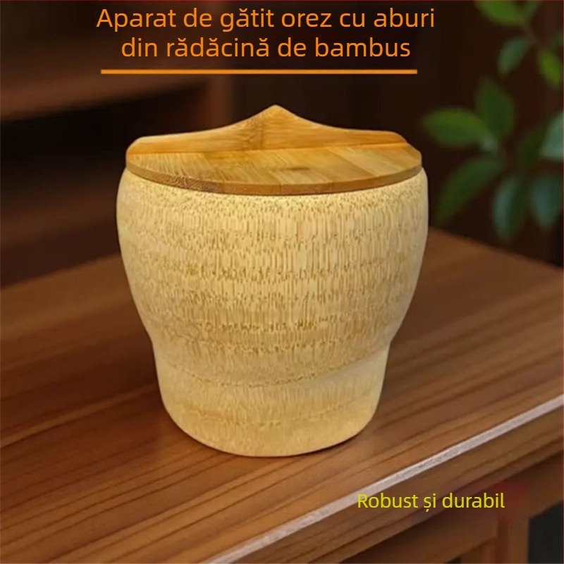Vas de aburi din bambus cu rădăcină – mare cilindru din bambus pentru orez